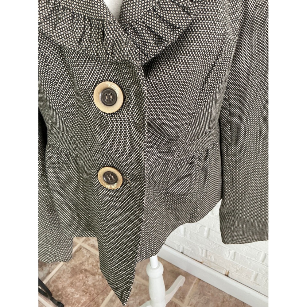 Madison Blazer Women 12 Brown Excellent Ruffle Peplum Career - Picture 4 of 5